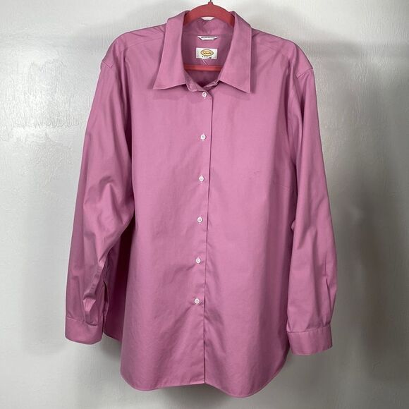 Talbots Wrinkle Resistant Pink Long Sleeves Button Down Shirt - Picture 1 of 9